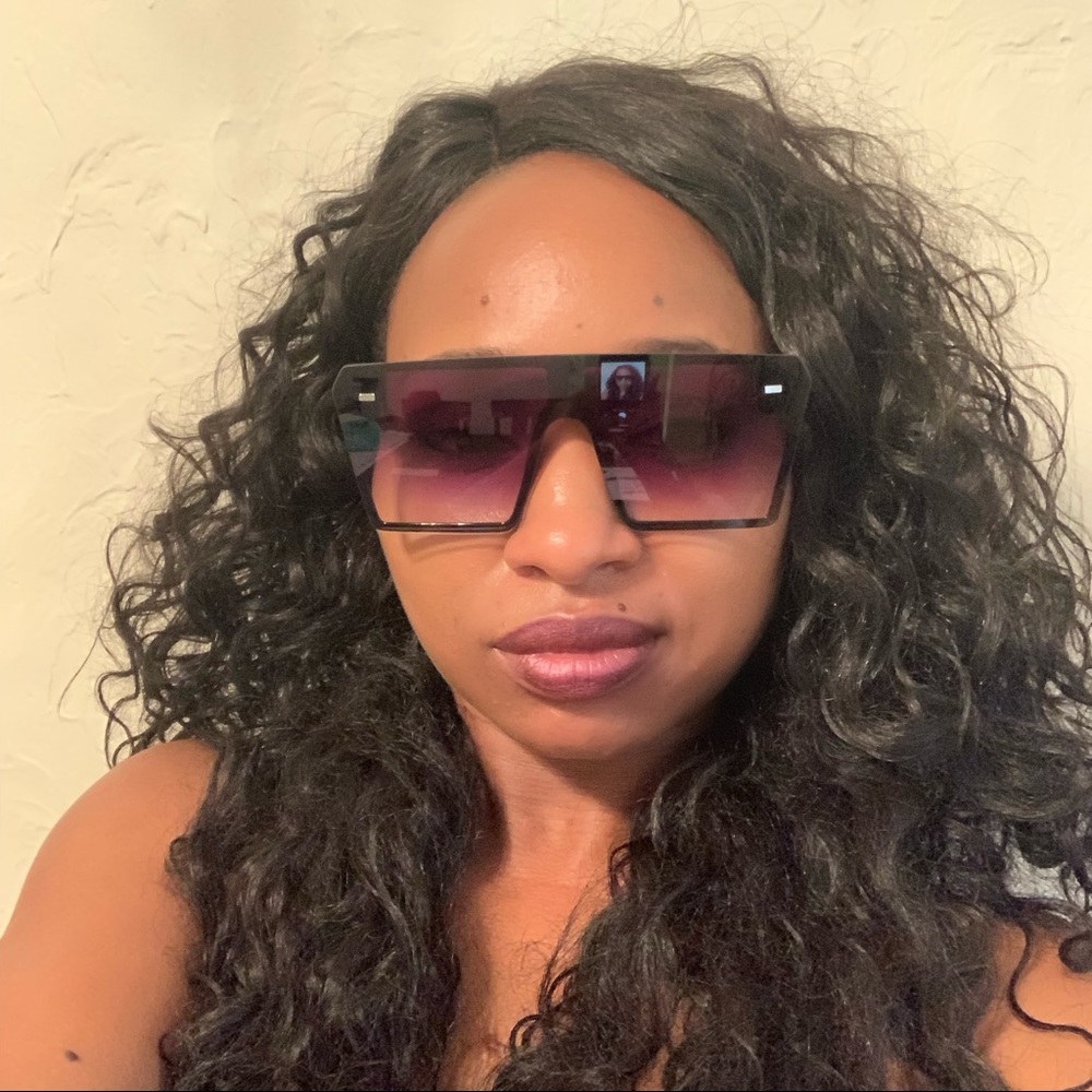 Oversized Square Sunglasses Flat Top Black Clear - Picture 3 of 4